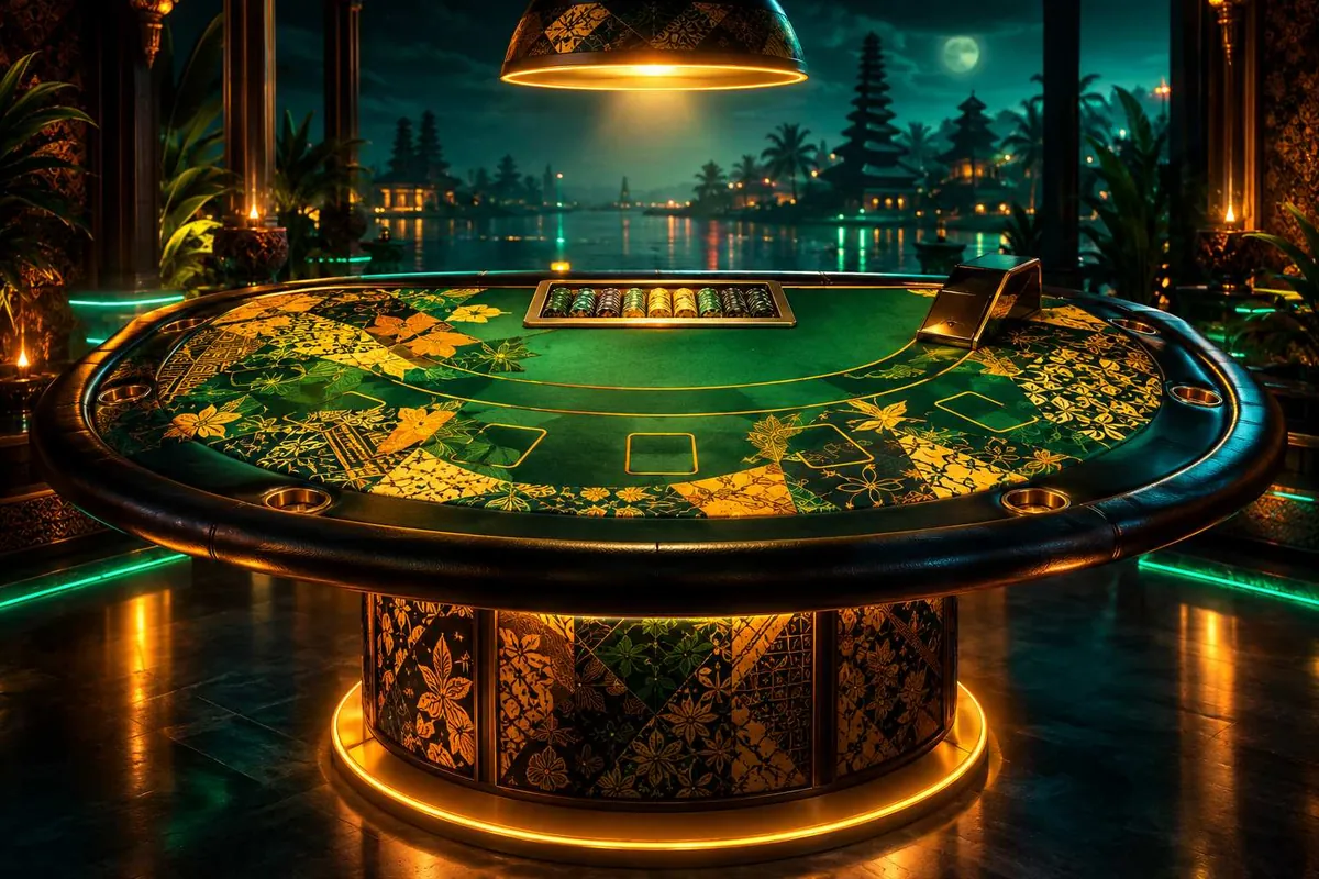 Ilustrasi blackjack table and golden casino — panduan cara ikut turnamen slot Vio77